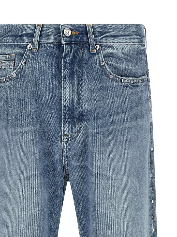 Versace Blue Cotton Straight-Leg Jeans