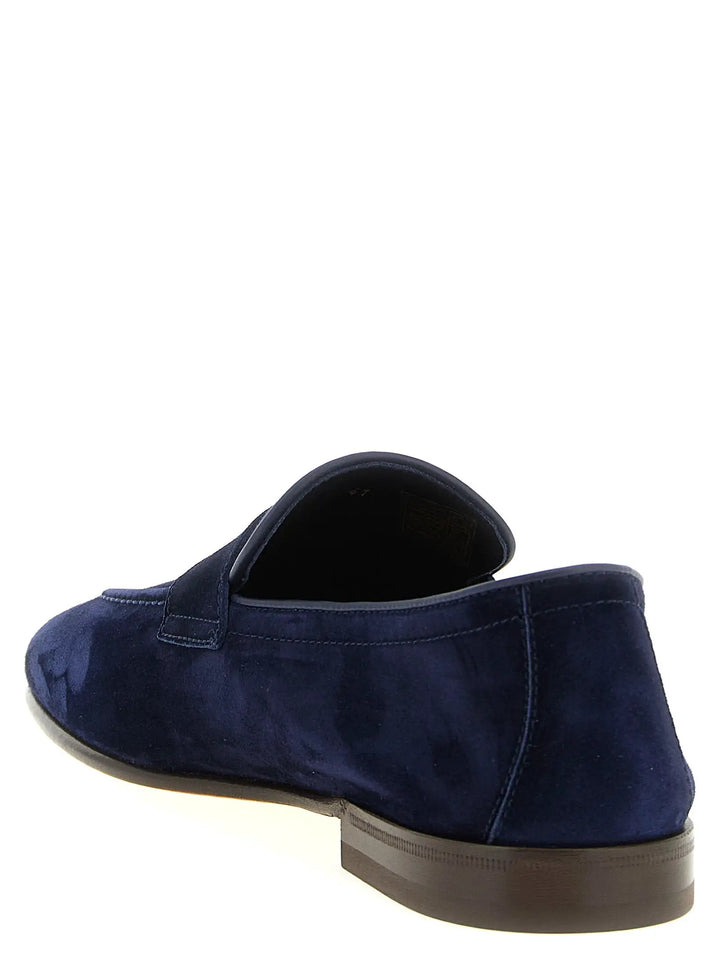 Brunello Cucinelli Blue Calfskin Slip-On Loafers
