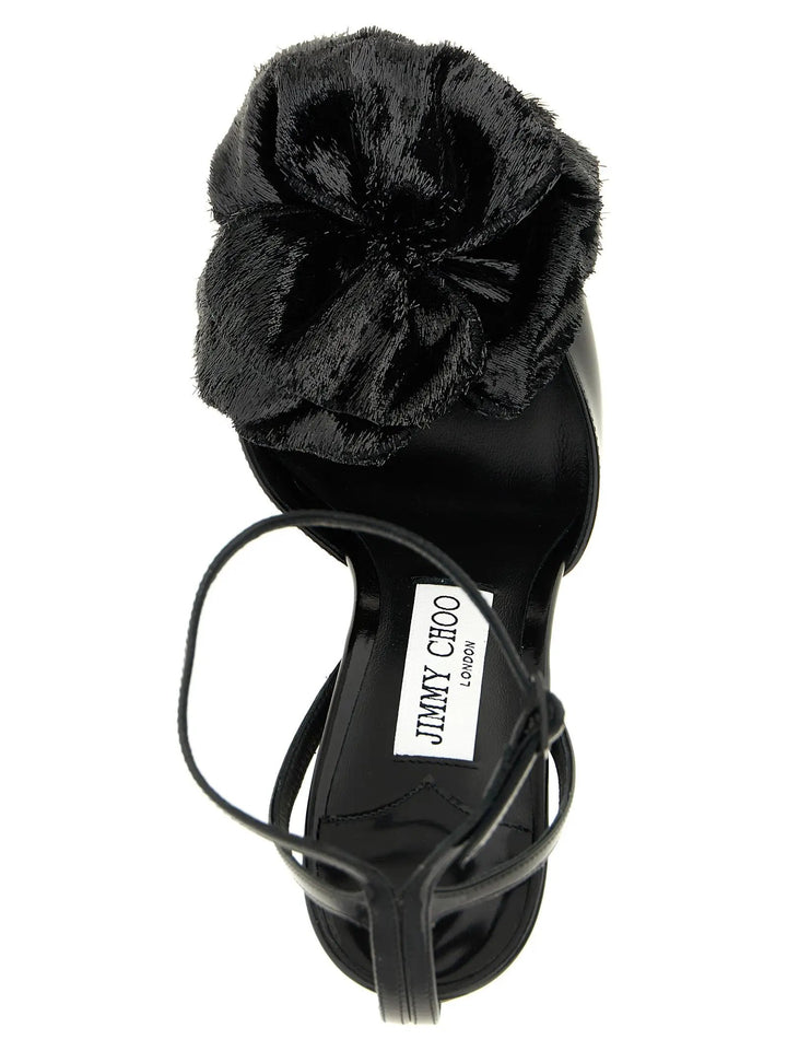 Jimmy Choo Black Leather Stiletto Heel Sandals