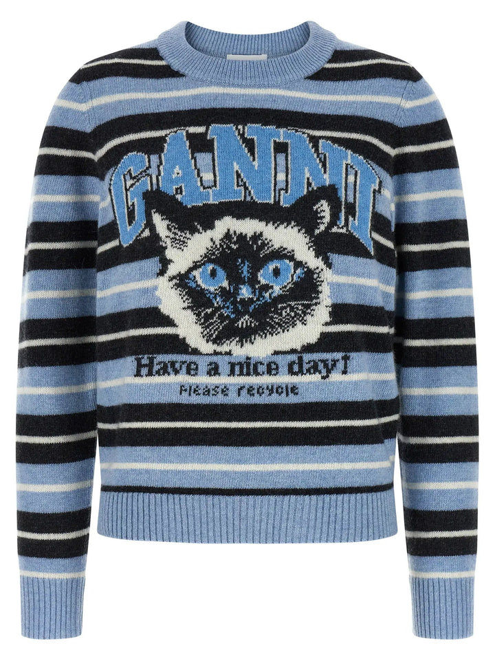 Ganni Blue Wool Cardigan
