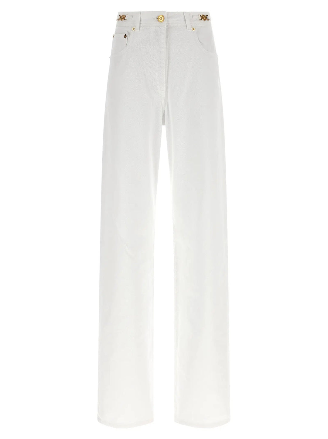 Versace White Cotton Straight-Leg Jeans