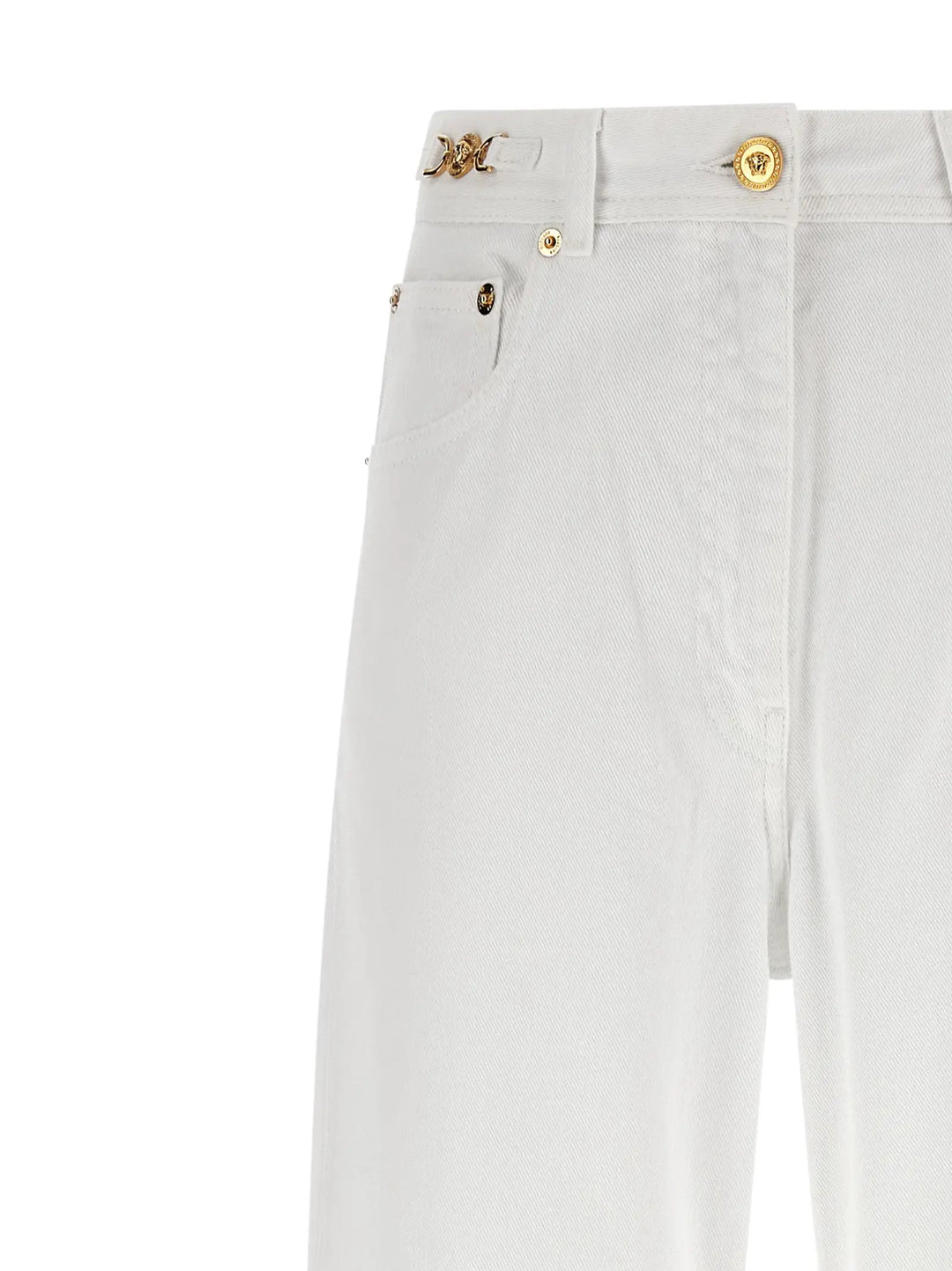 Versace White Cotton Straight-Leg Jeans