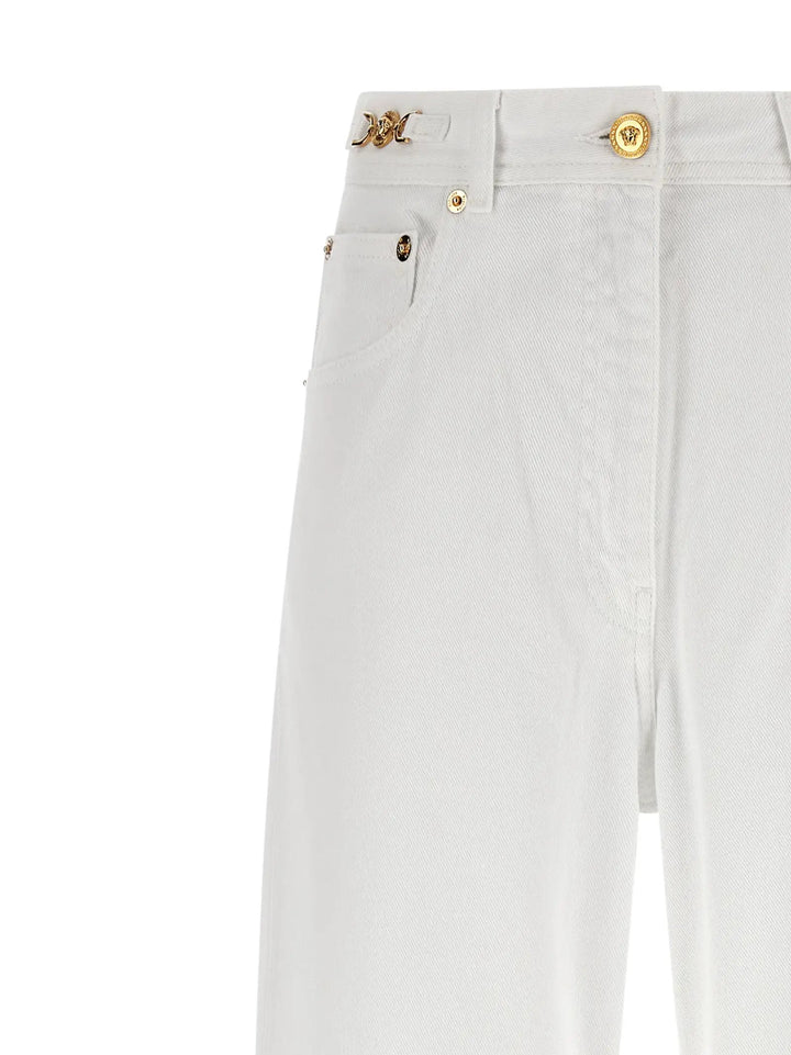 Versace White Cotton Straight-Leg Jeans