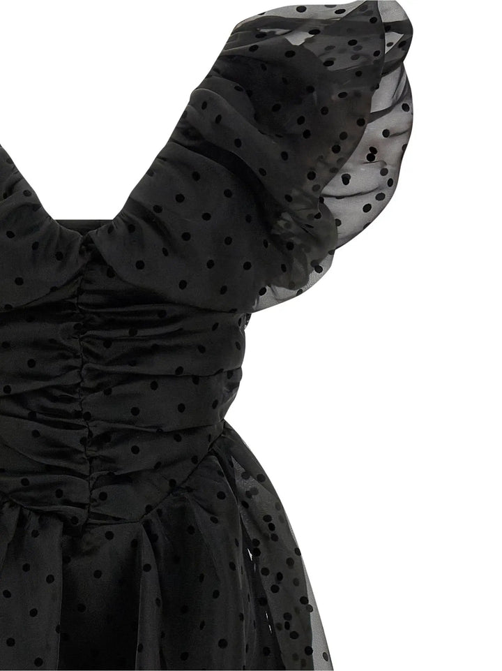 Ganni Black Recycled Polyester Midi Dress