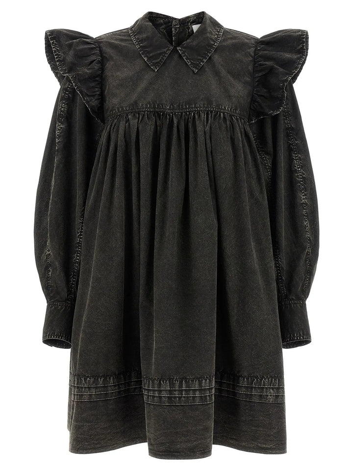 Ganni Black Organic Cotton Short Dress