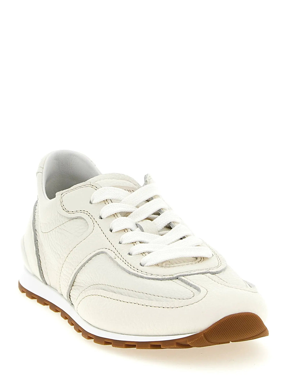 Brunello Cucinelli Sample Sale | Brunello Cucinelli White Goatskin Athletic Sneakers - | Designer outlet