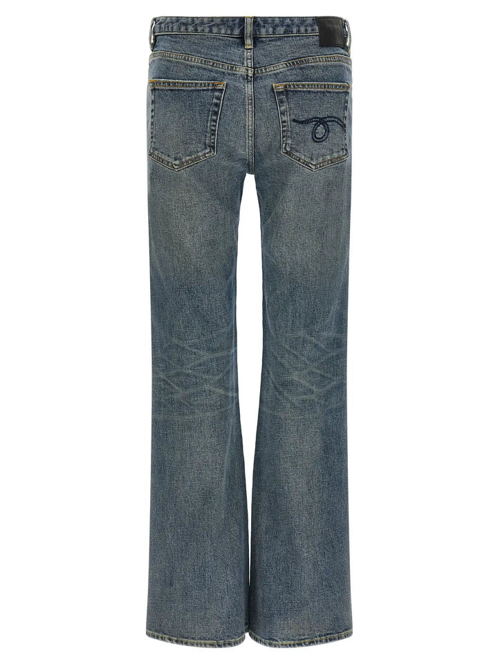 R13 Blue Cotton Flared Jeans
