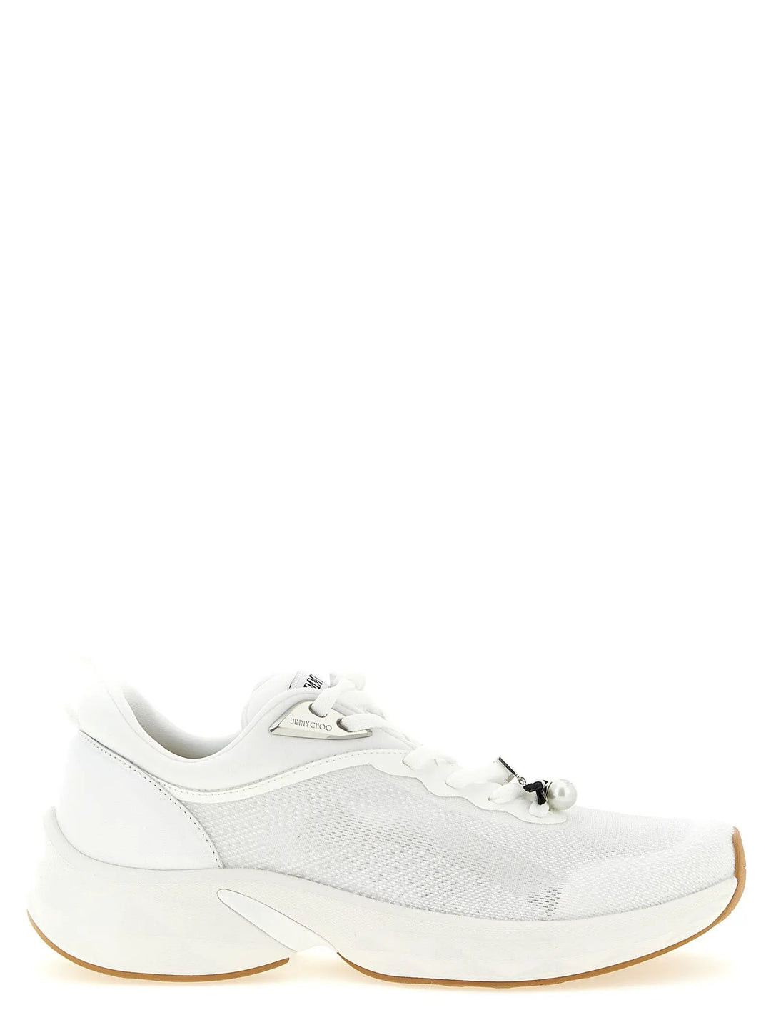 Jimmy Choo White Tencel Athletic Sneakers