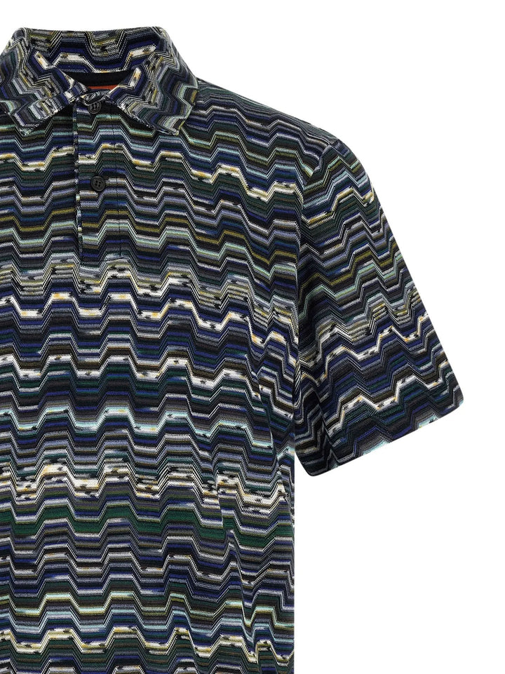 Missoni Blue Cotton Polo Shirt