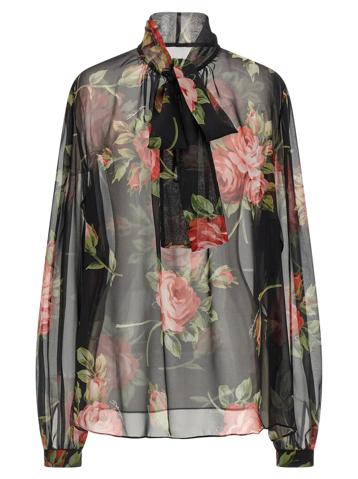 Dolce &amp; Gabbana Black Silk Pattern Shirt