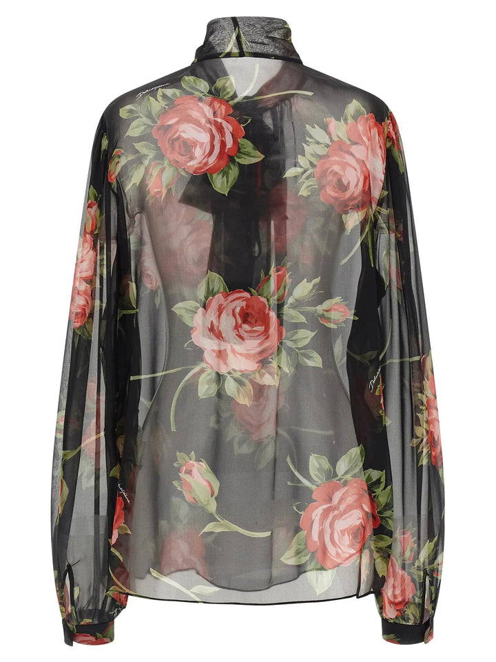 Dolce &amp; Gabbana Black Silk Pattern Shirt