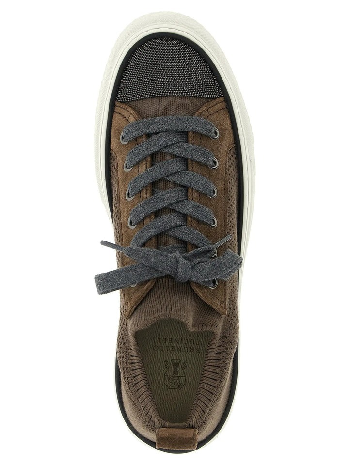Brunello Cucinelli Brown Cotton Low Top Sneakers