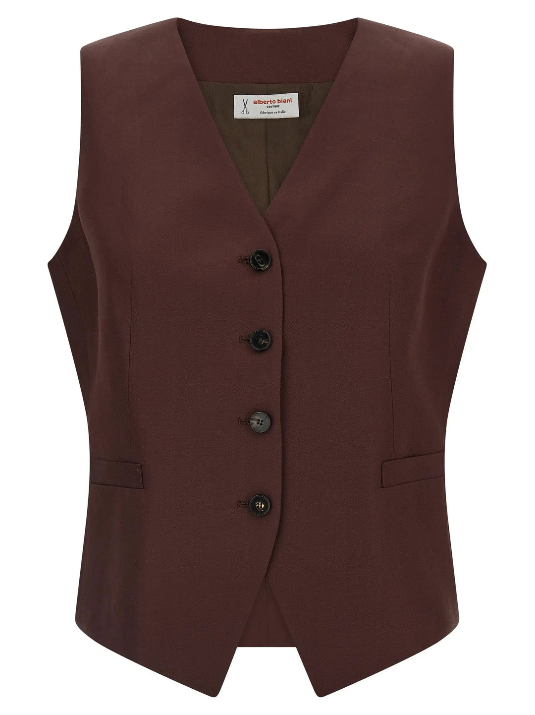 Alberto Biani Brown Viscose Sleeveless Jacket