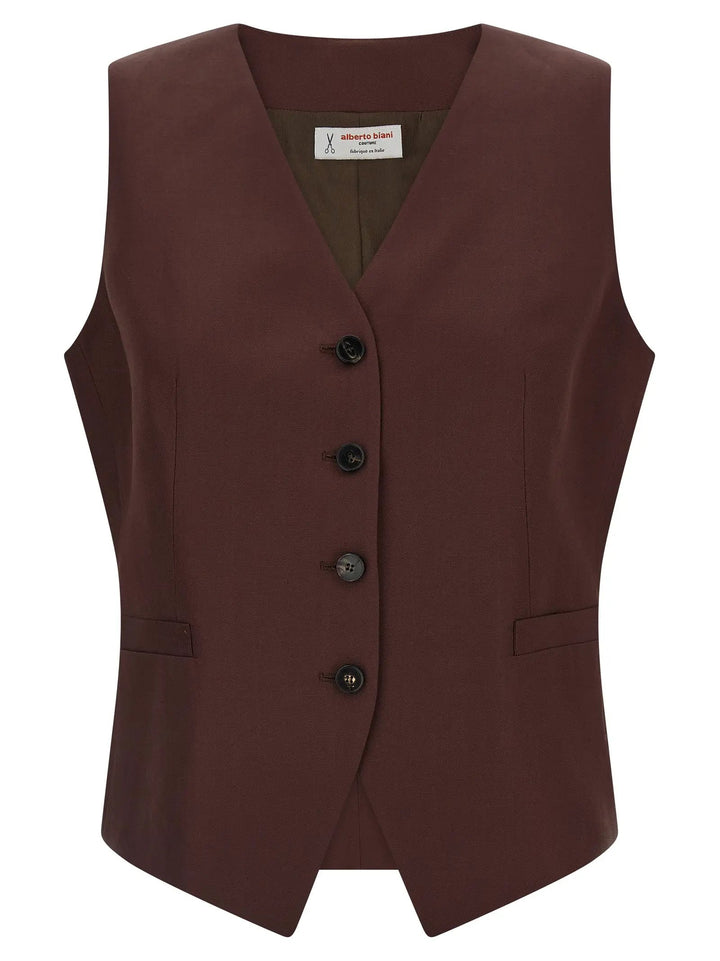 Alberto Biani Brown Viscose Sleeveless Jacket