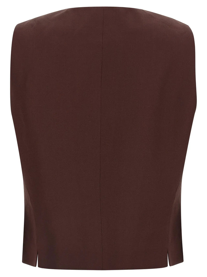 Alberto Biani Brown Viscose Sleeveless Jacket