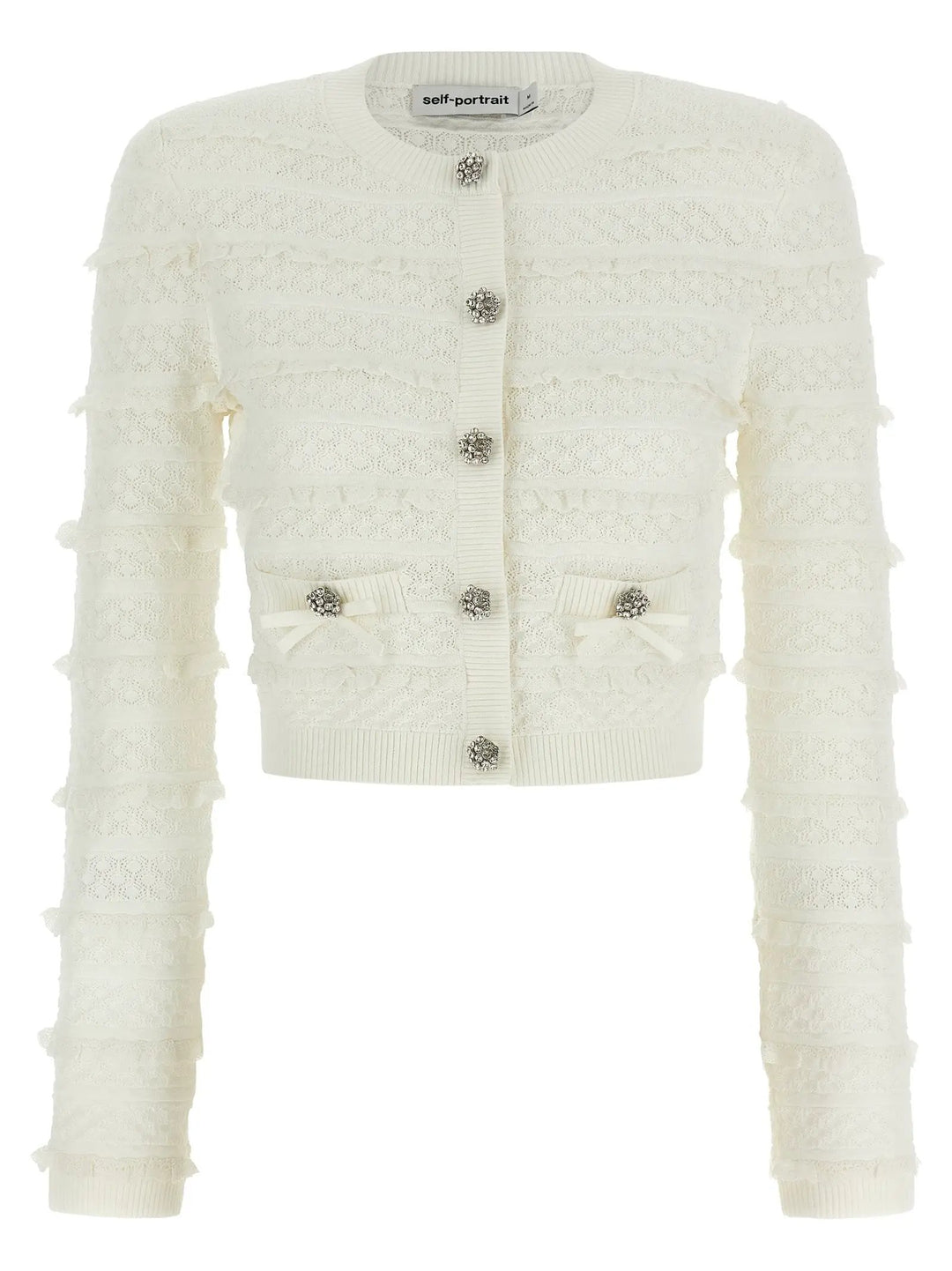 Self-Portrait White Viscose Cardigan