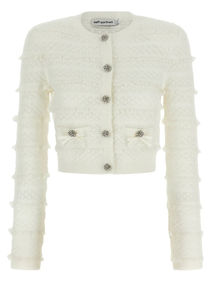 Self-Portrait White Viscose Cardigan