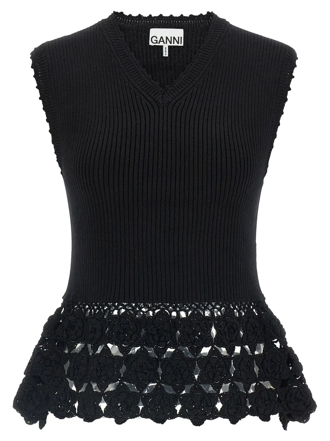 Ganni Black Organic Cotton Sleeveless Jacket