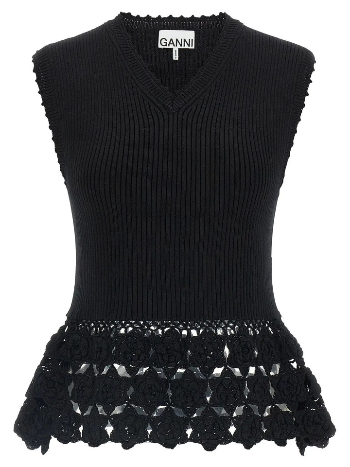 Ganni Black Organic Cotton Sleeveless Jacket