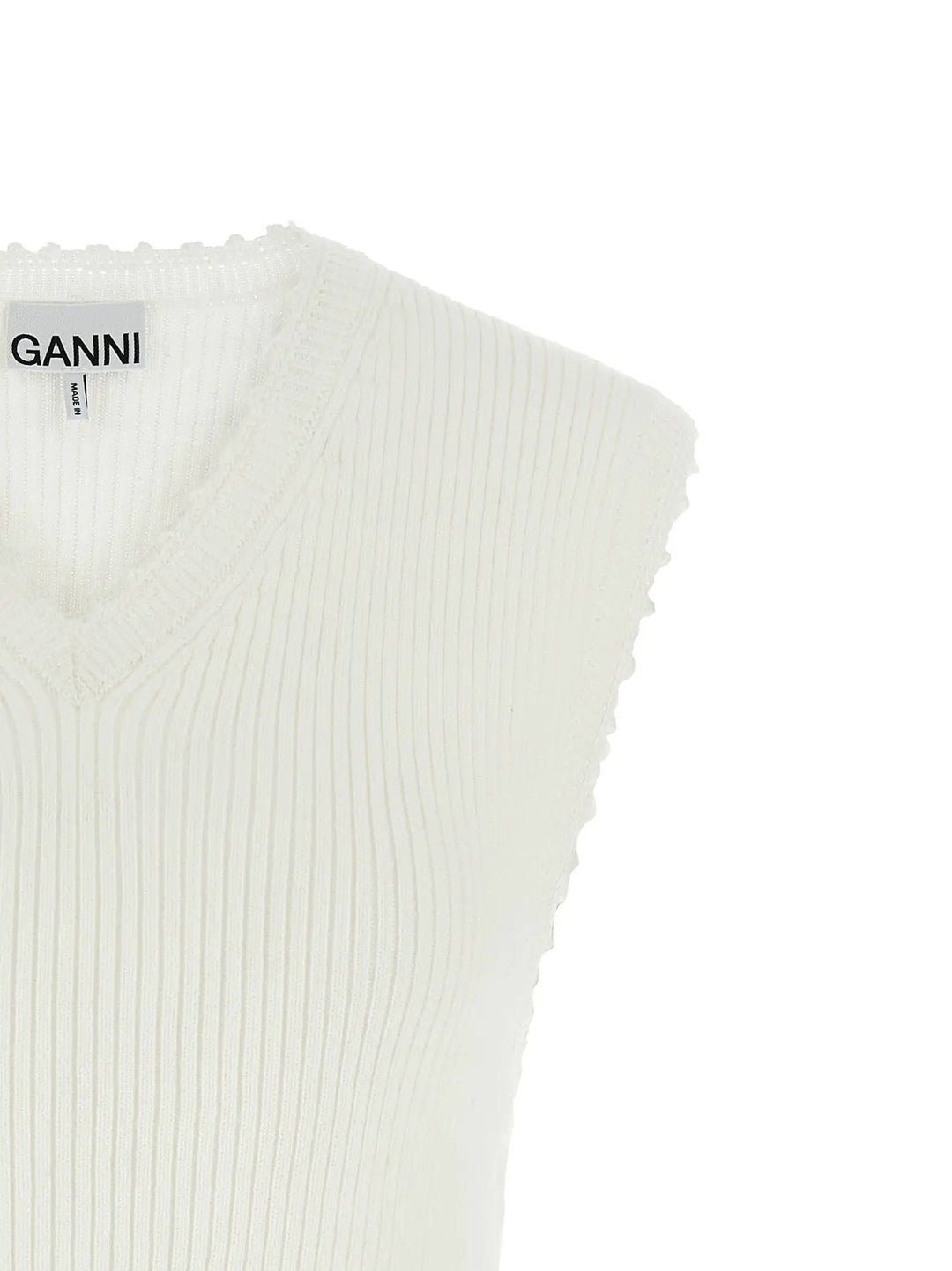 Ganni White Organic Cotton Sleeveless Jacket