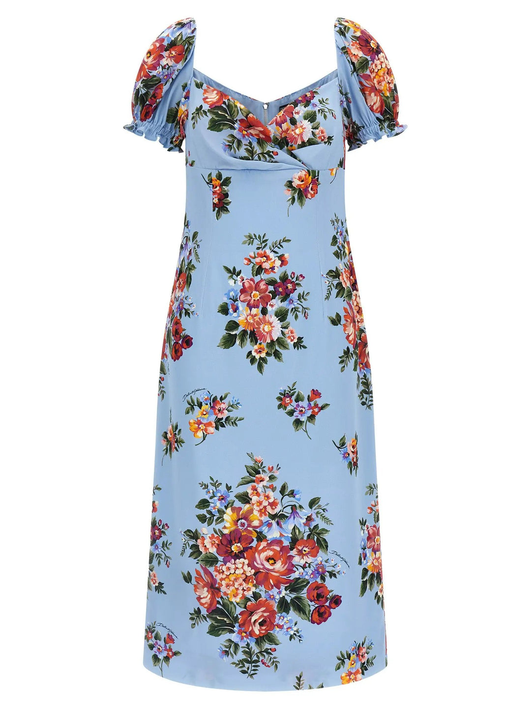 Dolce &amp; Gabbana Blue Silk Midi Dress