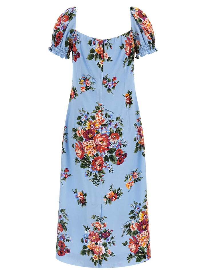 Dolce &amp; Gabbana Blue Silk Midi Dress