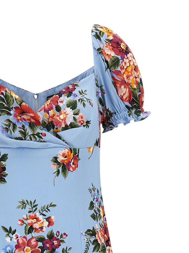 Dolce &amp; Gabbana Blue Silk Midi Dress