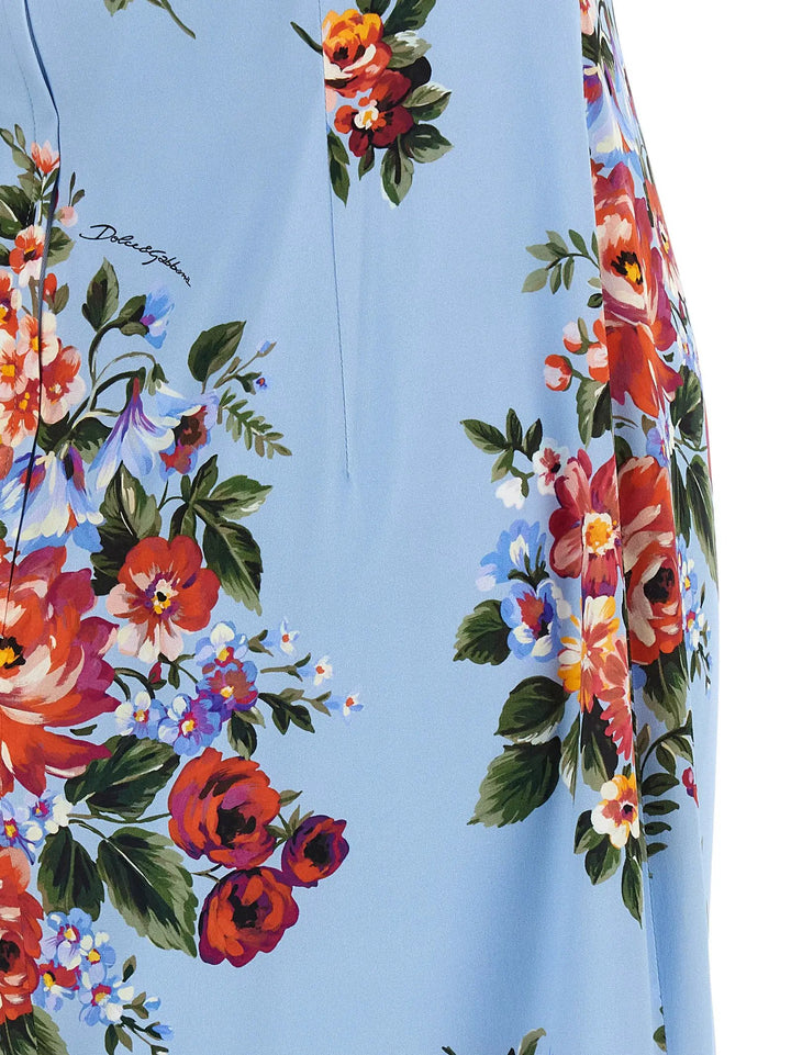 Dolce &amp; Gabbana Blue Silk Midi Dress