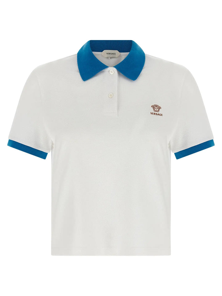 Versace Blue Cotton Polo Shirt