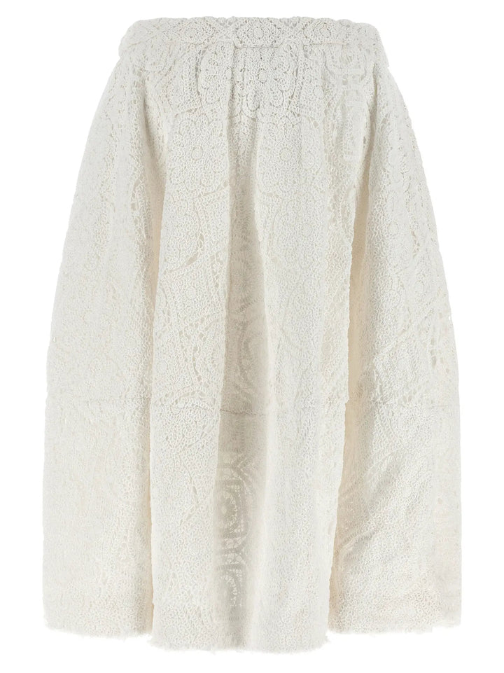 Comme Des Garçons White Cotton Midi Skirt