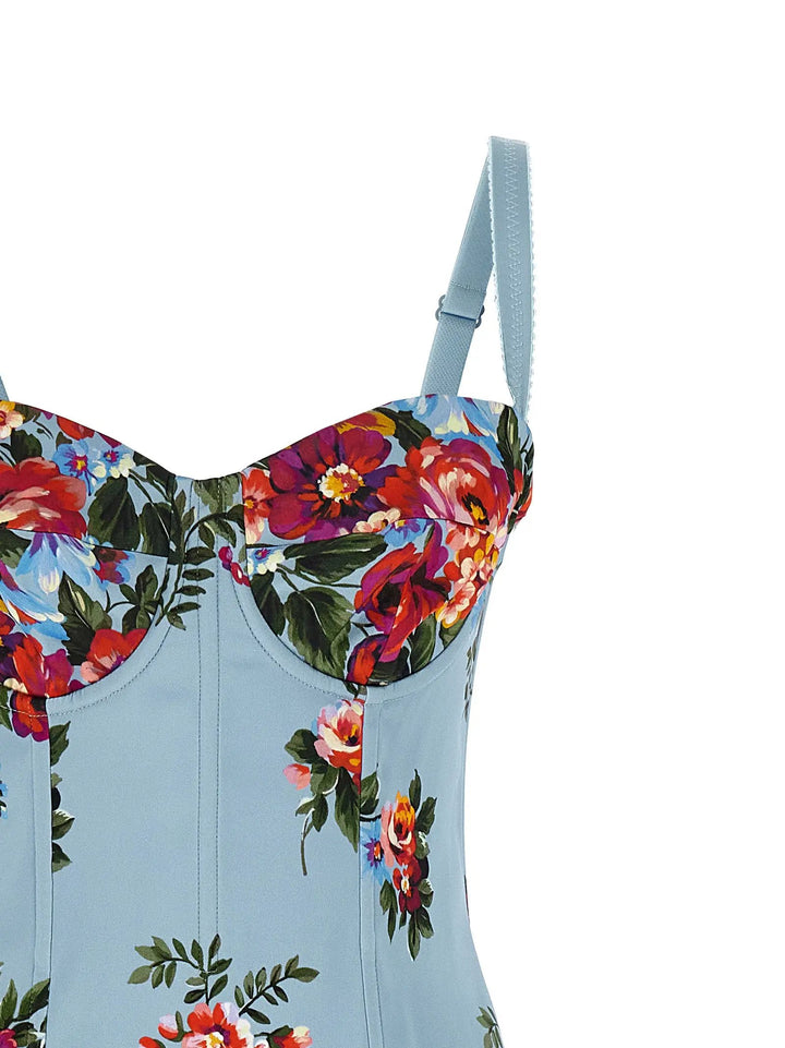 Dolce &amp; Gabbana Blue Viscose Midi Dress