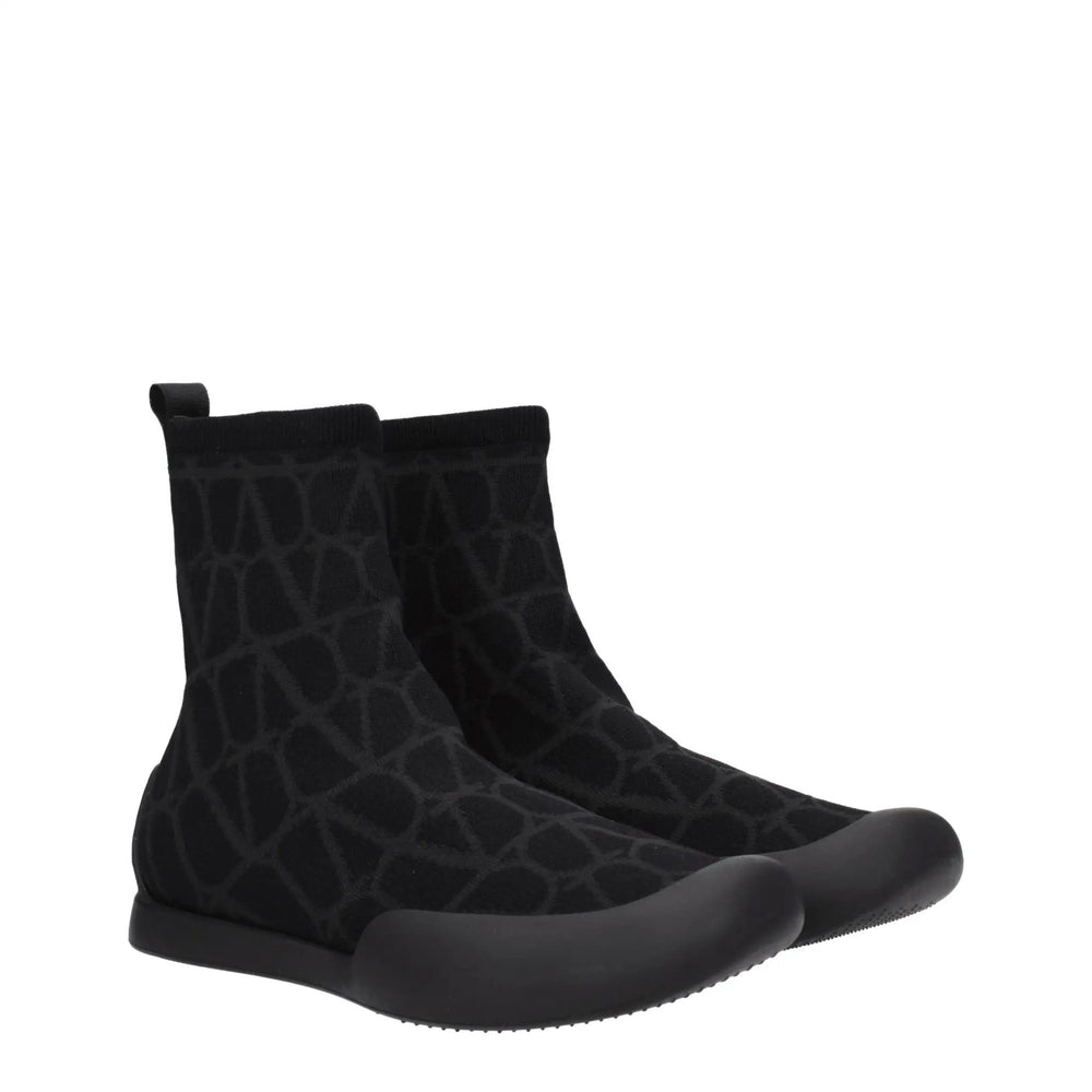 Valentino Garavani Sample Sale | Valentino Garavani Black Fabric High Top Sneakers - | Designer outlet