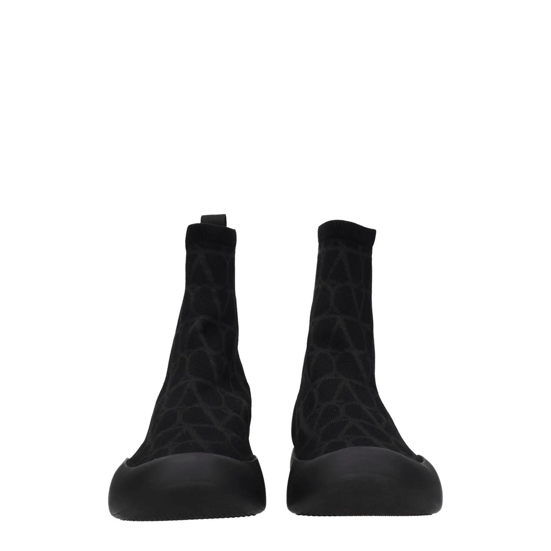 Valentino Garavani Black Fabric High Top Sneakers