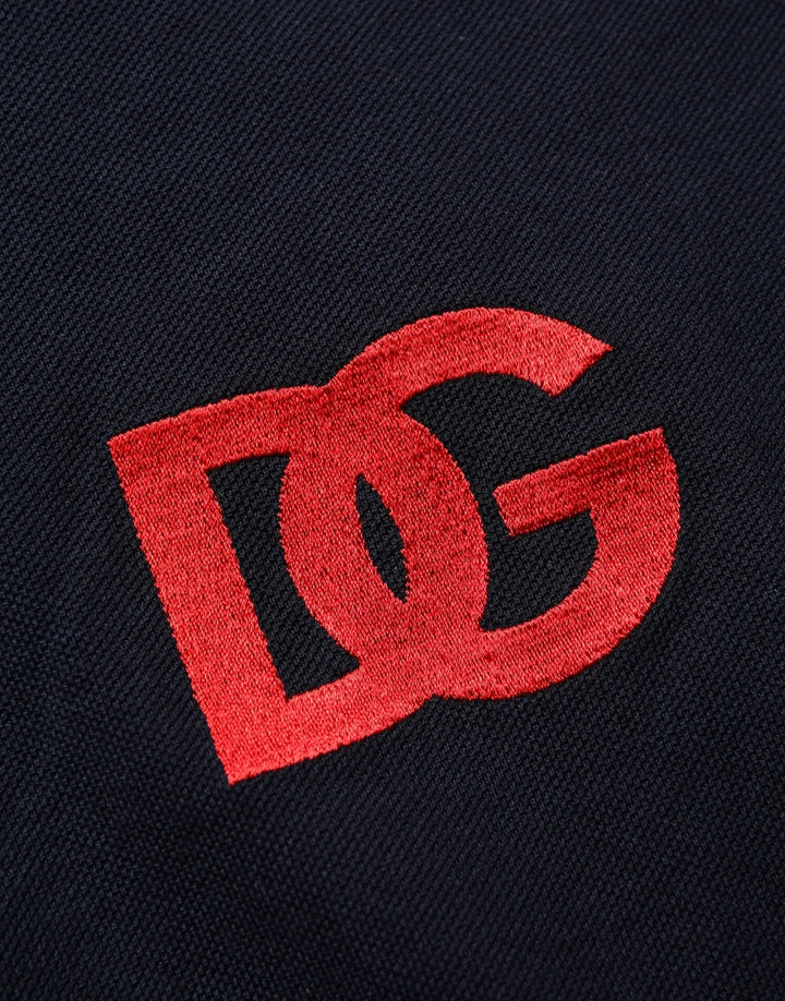 Dolce &amp; Gabbana Black DG Logo Print Short Sleeve Polo T-shirt