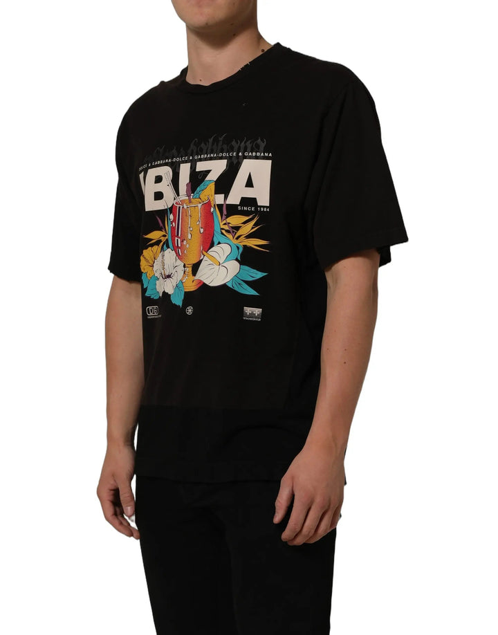 Dolce &amp; Gabbana Black Tropical "IBIZA" Men Crew Neck T-shirt