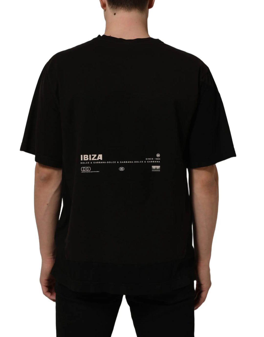 Dolce &amp; Gabbana Black Tropical "IBIZA" Men Crew Neck T-shirt