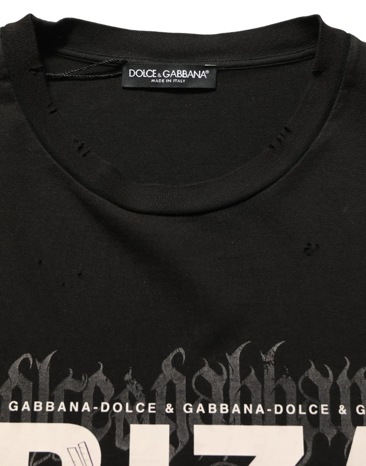 Dolce &amp; Gabbana Black Tropical "IBIZA" Men Crew Neck T-shirt