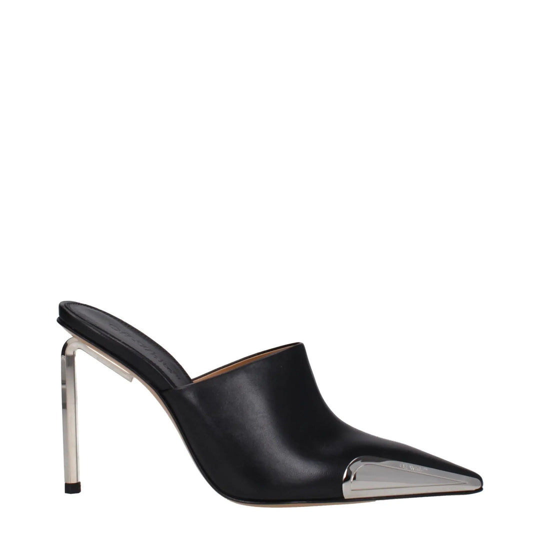 Off-White Black Leather High Heel Pumps