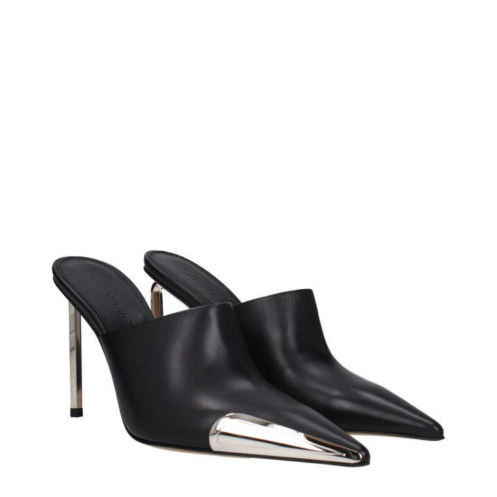 Off-White Black Leather High Heel Pumps