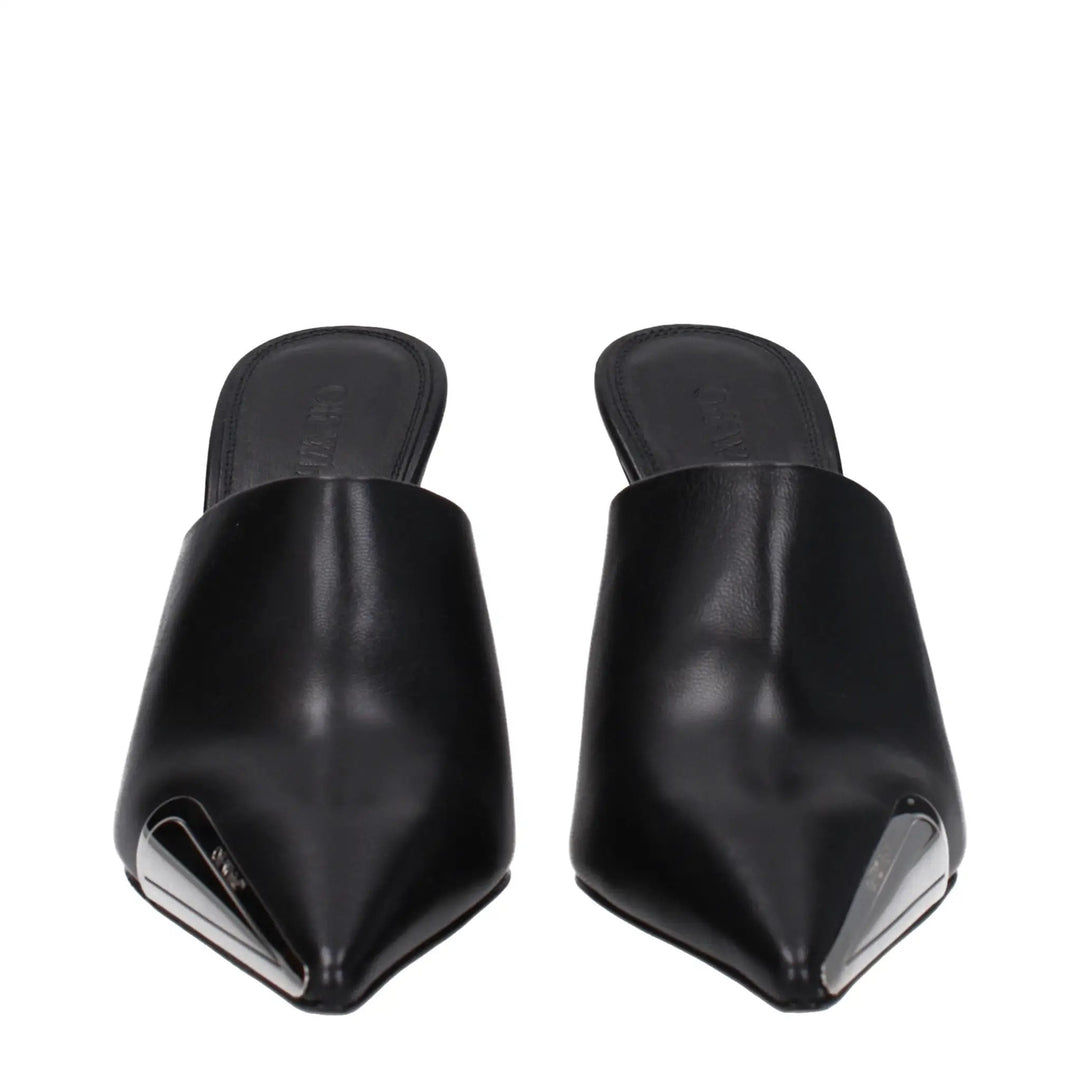 Off-White Black Leather High Heel Pumps