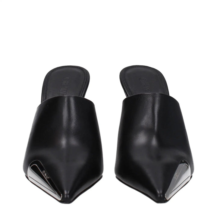 Off-White Black Leather High Heel Pumps