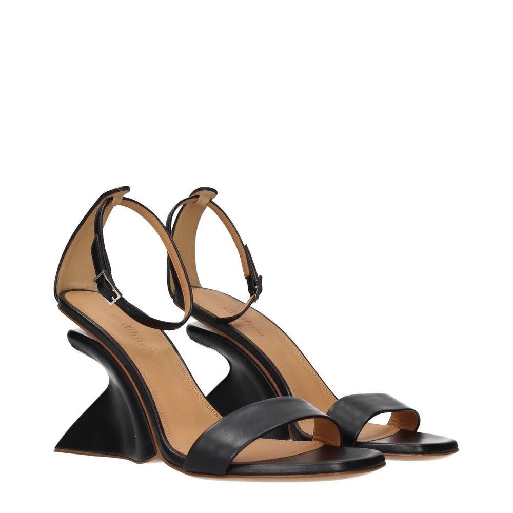 Off-White Sample Sale | Off-White Black Leather Stiletto Heel Sandals - | Designer outlet