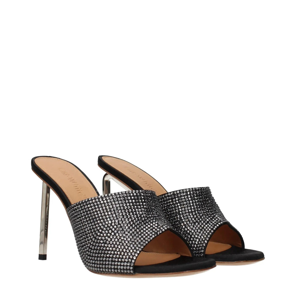 Off-White Sample Sale | Off-White Black Satin Stiletto Heel Sandals - | Designer outlet