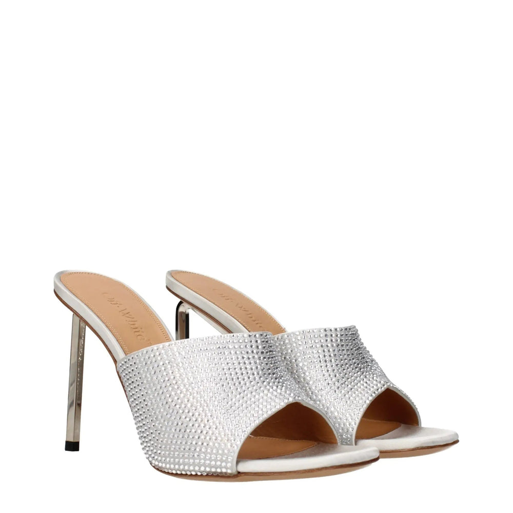Off-White Sample Sale | Off-White Gray Satin Stiletto Heel Sandals - | Designer outlet