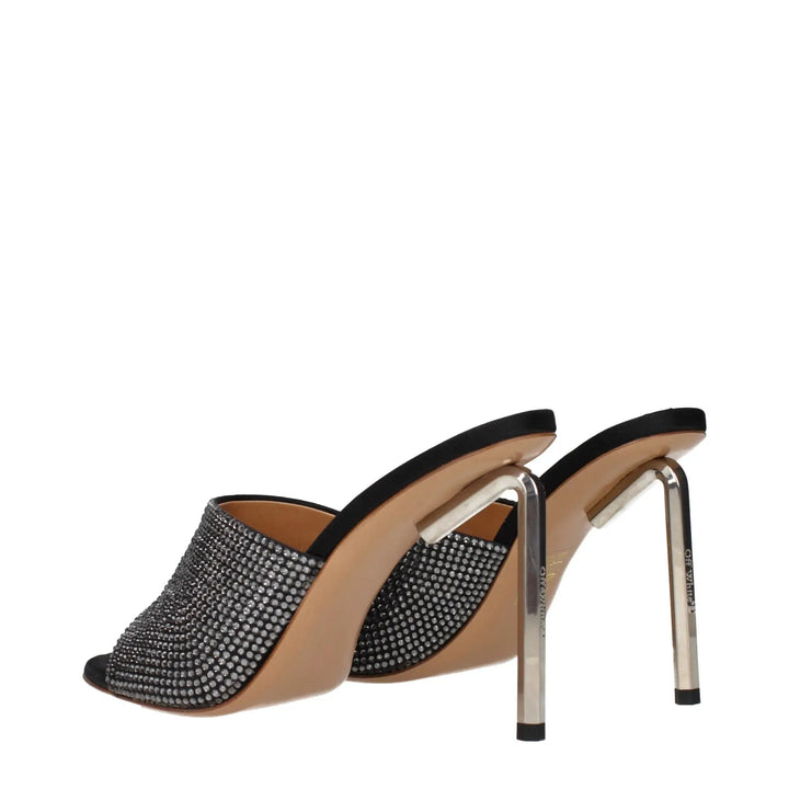 Off-White Black Satin Stiletto Heel Sandals