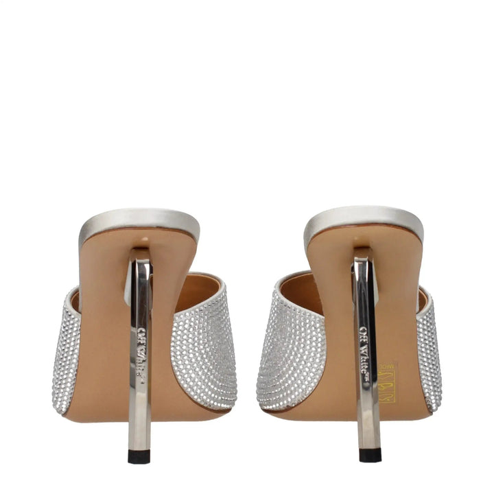 Off-White Gray Satin Stiletto Heel Sandals