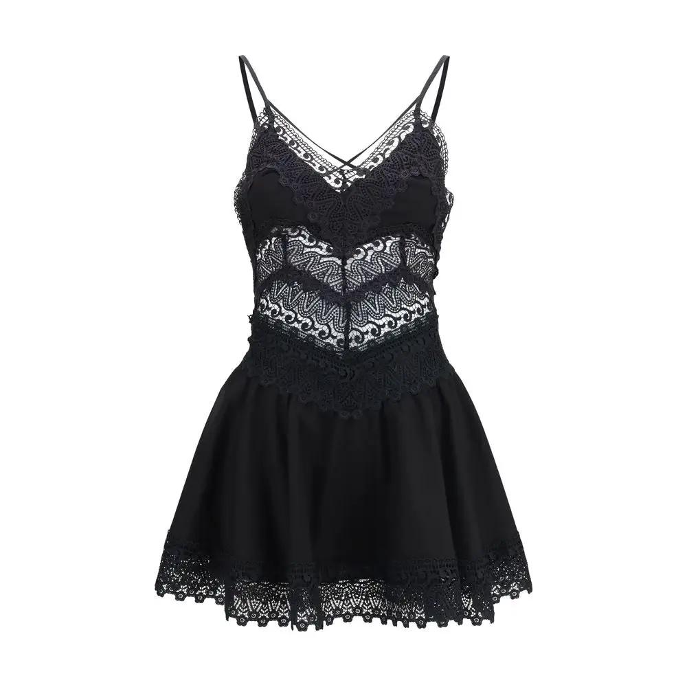Charo Ruiz Black Cotton Casual Dress