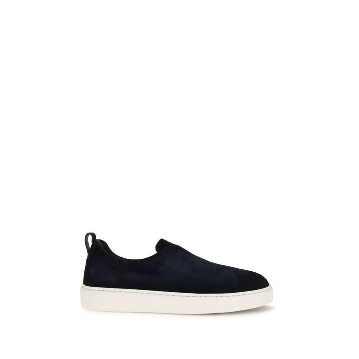 Santoni Sample Sale | Santoni Blue Calf Leather Bos Taurus Sneakers - | Designer outlet