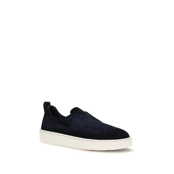 Santoni Sample Sale | Santoni Blue Calf Leather Bos Taurus Sneakers - | Designer outlet