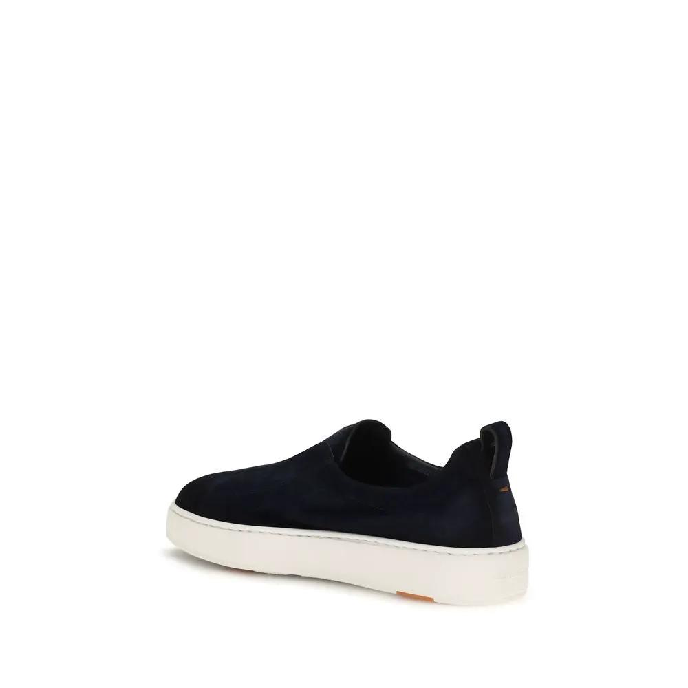Santoni Sample Sale | Santoni Blue Calf Leather Bos Taurus Sneakers - | Designer outlet